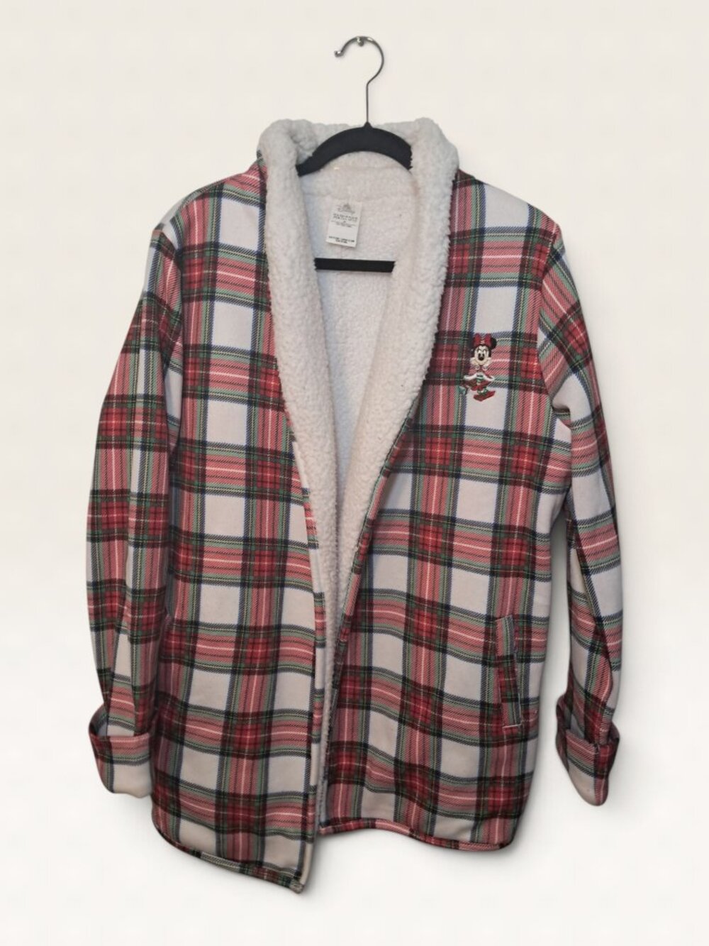 Disney Parks Holiday Plaid Sherpa Lined Cardigan Jacket Size XL